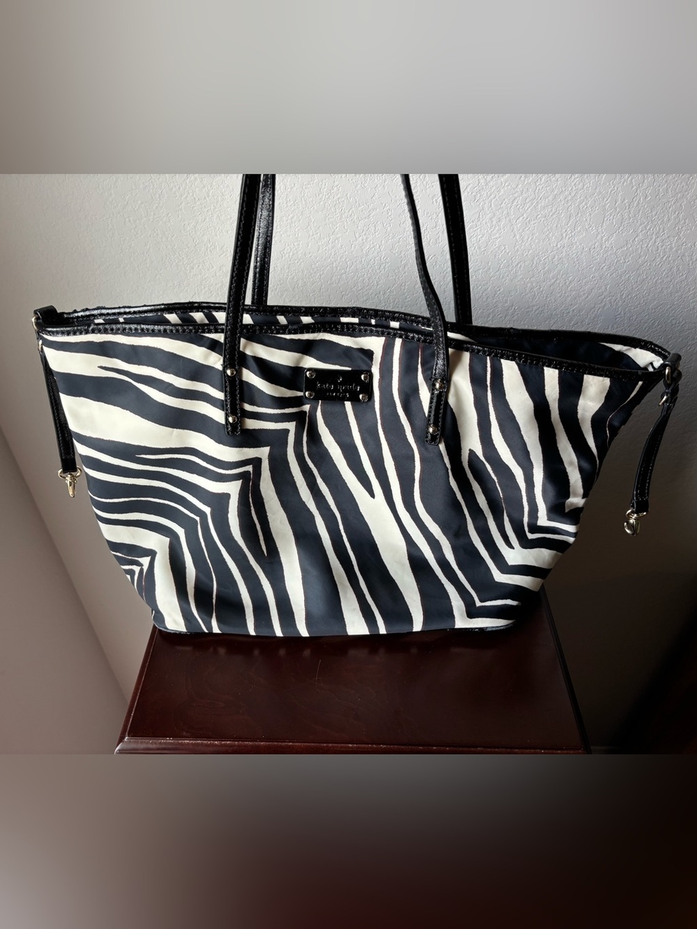 Kate Spade Black and White Zebra Print Nylon Tote